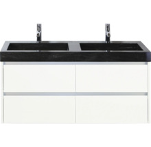 Skříňka pod umyvadlo se dvěma umyvadly a čtyřmi zásuvkami