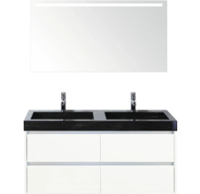 Koupelnový nábytkový set s dvojitým umyvadlem, spodní skříňkou a zrcadlem s osvětlením