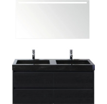 Koupelnový set s dvojitým umyvadlem, spodní skříňkou a zrcadlem s osvětlením