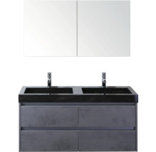 Koupelnový nábytkový set s umyvadlovou skříňkou, dvěma umyvadly a zrcadlovou skříňkou