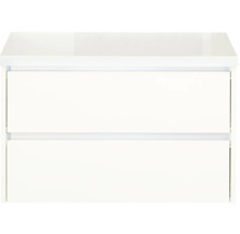 Bílá skříňka pod umyvadlo se dvěma zásuvkami