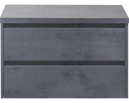 Šedá skříňka pod umyvadlo se dvěma zásuvkami