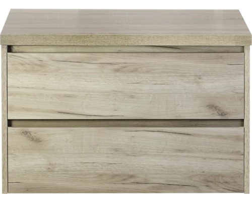 Skříňka pod umyvadlo se dvěma zásuvkami ve vzhledu dřeva