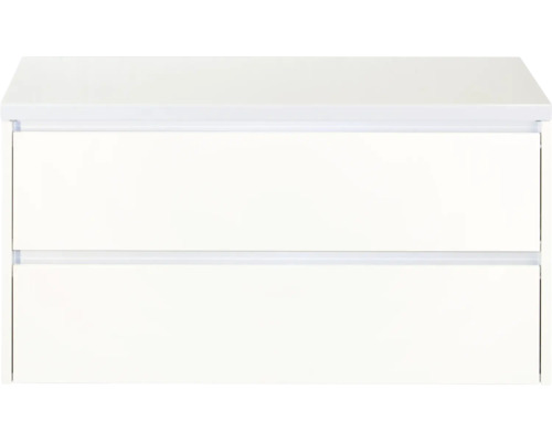 Bílá skříňka pod umyvadlo se dvěma zásuvkami