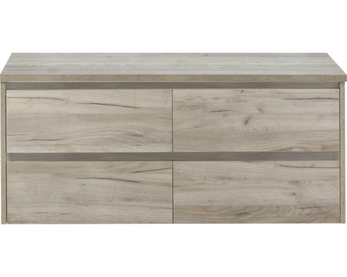 Dřevěná skříňka pod umyvadlo se čtyřmi zásuvkami