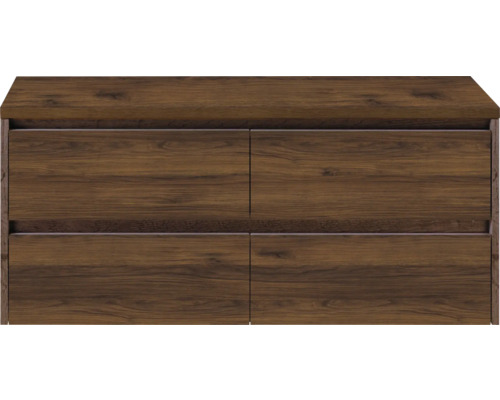 Skříňka pod umyvadlo se čtyřmi zásuvkami ve vzhledu dřeva