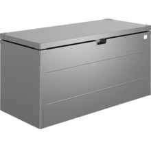 Šedý úložný box s vodorovnými liniemi pro venkovní použití