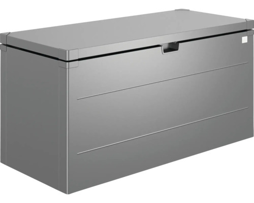 Šedý úložný box s vodorovnými liniemi pro venkovní použití