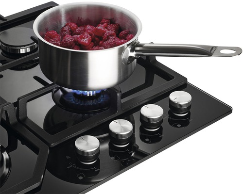 Plynová varná deska s hrncem a bobulemi