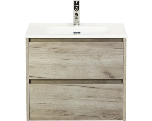 Koupelnová skříňka s umyvadlem Sanox Dante 61 cm craft oak Skříňka pod umyvadlo se dvěma zásuvkami a baterií