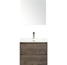 Umyvadlo se zrcadlem a skříňkou ve skříňce v koupelně