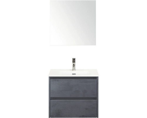 Sestava koupelnového nábytku se zrcadlem, skříňkou pod umyvadlo a vodovodní baterií