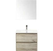 Umyvadlová skříňka se dvěma zásuvkami, umyvadlem a zrcadlem do koupelny