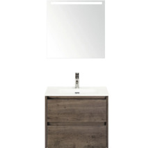 Umyvadlo se skříňkou, umyvadlem a zrcadlem s osvětlením