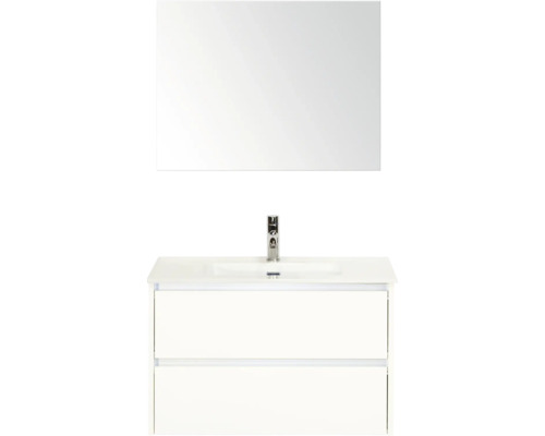 Koupelnová sestava s umyvadlem, zrcadlem a dvěma zásuvkami