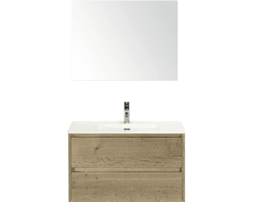 Umyvadlo se zrcadlem a spodní skříňkou se dvěma zásuvkami