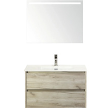 Umyvadlo s umyvadlovou skříňkou a zrcadlem s osvětlením