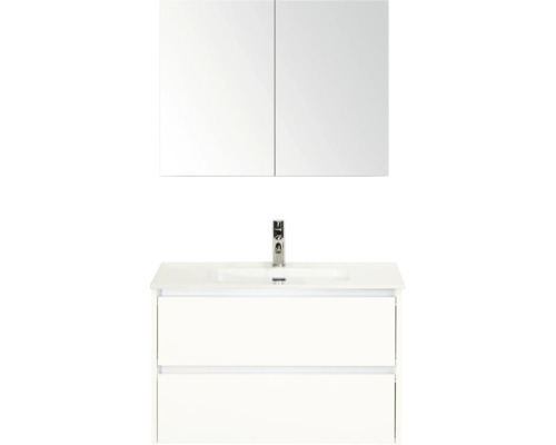 Sestava koupelnového nábytku s umyvadlem, spodní skříňkou a zrcadlovou skříňkou