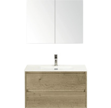 Kombinace umyvadla se zrcadlovou skříňkou a dvěma zásuvkami