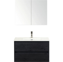 Sestava koupelnového nábytku s umyvadlem, skříňkou se dvěma zásuvkami a zrcadlovou skříňkou