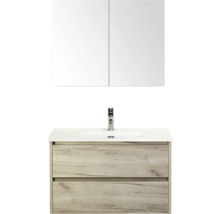 Skříňka pod umyvadlo se zrcadlem a dvěma zásuvkami