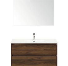 Umyvadlová sestava se zrcadlem, baterií a spodní skříňkou se zásuvkami