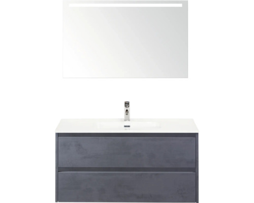 Umyvadlo se skříňkou, zrcadlem a baterií