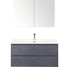 Umyvadlová skříňka s umyvadlem, baterií a zrcadlovou skříňkou