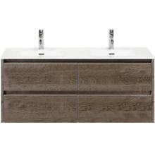 Skříňka pod umyvadlo se dvěma umyvadly a čtyřmi zásuvkami