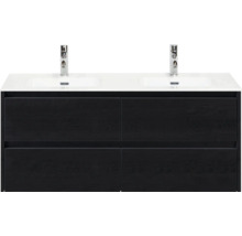 Skříňka pod umyvadlo se dvěma umyvadly a čtyřmi zásuvkami