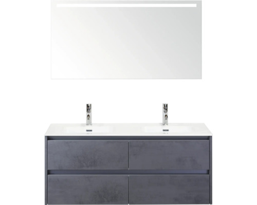 Sestava koupelnového nábytku s umyvadlovou skříňkou, umyvadlem a zrcadlem