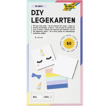 DIY skládací karty bílé s duhovými zády 6x6cm 60ks + 136 samolepek