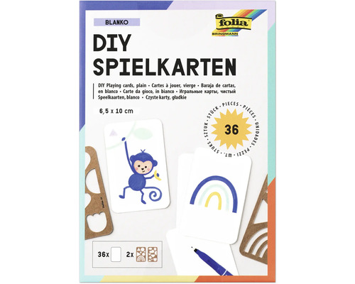 Hrací karty DIY 6,5x10 cm bílé (36 karet a 2 šablony)