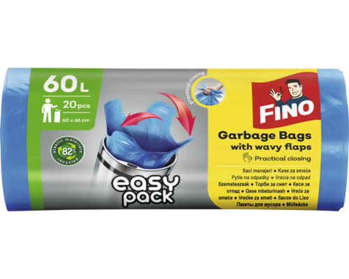 Pytle na odpadky FINO Easy pack 60 l / 20 ks, modré