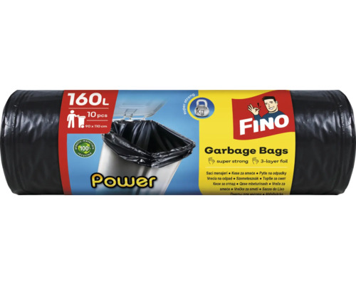 Pytle na odpadky FINO LDPE, 160 l / 10 ks, černé