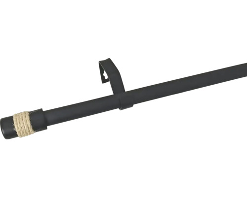 Teleskopická garnýž sada Ø 16/19mm TAU 120-210cm, černá/juta Záclonová tyč s lanovým ovinutím na konci