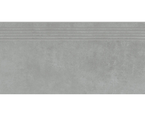 Schodovky imitace betonu MANHATTAN 29,8x59,8 cm antracit Šedý schodišťový stupeň z jemné kameniny s drážkami
