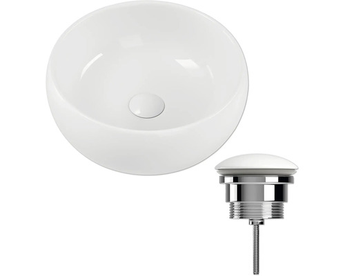 Umyvadlo na desku z keramiky s odtokovou soupravou