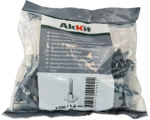 Balení nivelačního systému se šroubovacím uzávěrem, 1,5 mm, 100 kusů