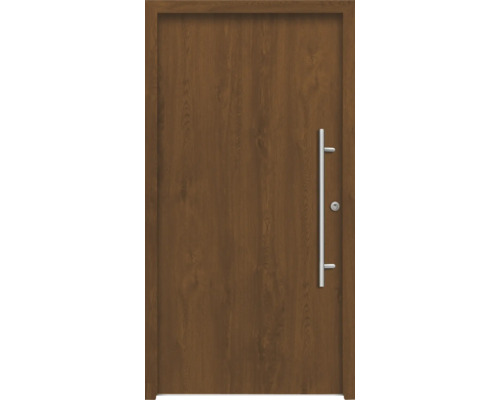 Ocelové vchodové dveře bezpečnostní Apollon RC2 100 x 210 cm P zlatý dub Dřevěné dveře s kovovou klikou pro vchod do domu