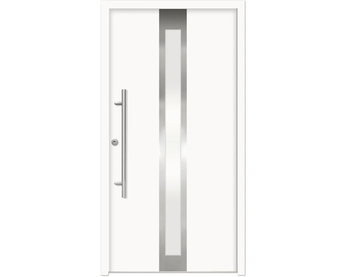 Ocelové vchodové dveře bezpečnostní Anthene RC2 110 x 210 cm L bílé Bílé vchodové dveře se skleněnou vložkou a nerezovou klikou