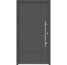Moderní vchodové dveře s přímočarým designem a nerezovou klikou