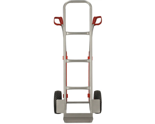 Kolečko na pytle z kovu se dvěma koly a červenými držadly