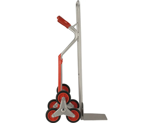 Schodišťový vozík z kovu se šesti koly a rukojetí