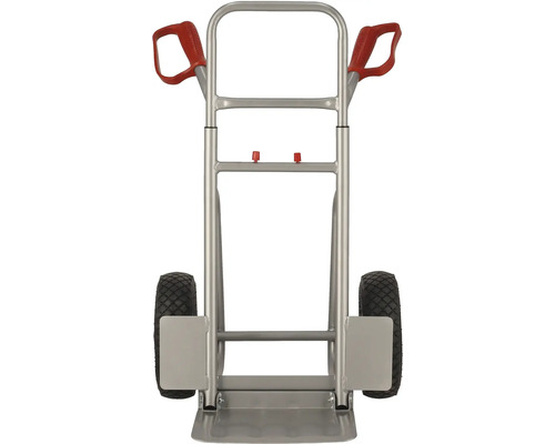 Kolečko na pytle z kovu s červenými držadly a černými koly