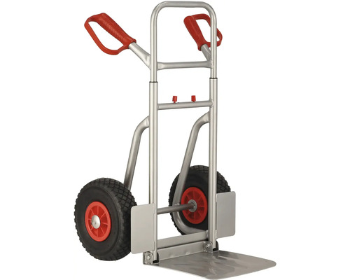 Kolečko na pytle z kovu se dvěma koly a červenými držadly