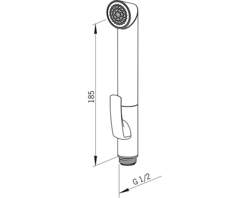 Nákres bidetové sprchy s rozměry