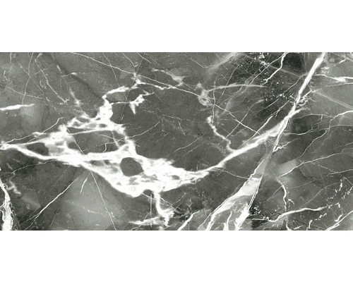 Obklad imitace mramoru LUCCA Nero lesklý 60x120 cm Vzor dlaždic s mramorovou strukturou