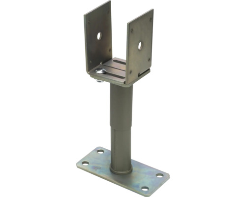 Nastavitelná kovová patka sloupku s montážní deskou a tvarem U