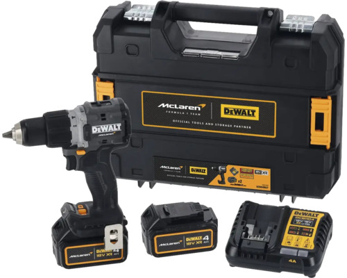 Aku příklepová vrtačka DeWalt McLaren DCD85MM2T-QW 18V včetně 2x aku 18V XR 4,0Ah, nabíječky a kufru TSTAK Aku příklepová vrtačka DeWalt McLaren DCD85MM2T-QW 18V včetně 2x aku 18V XR 4,0Ah, nabíječky a kufru TSTAK